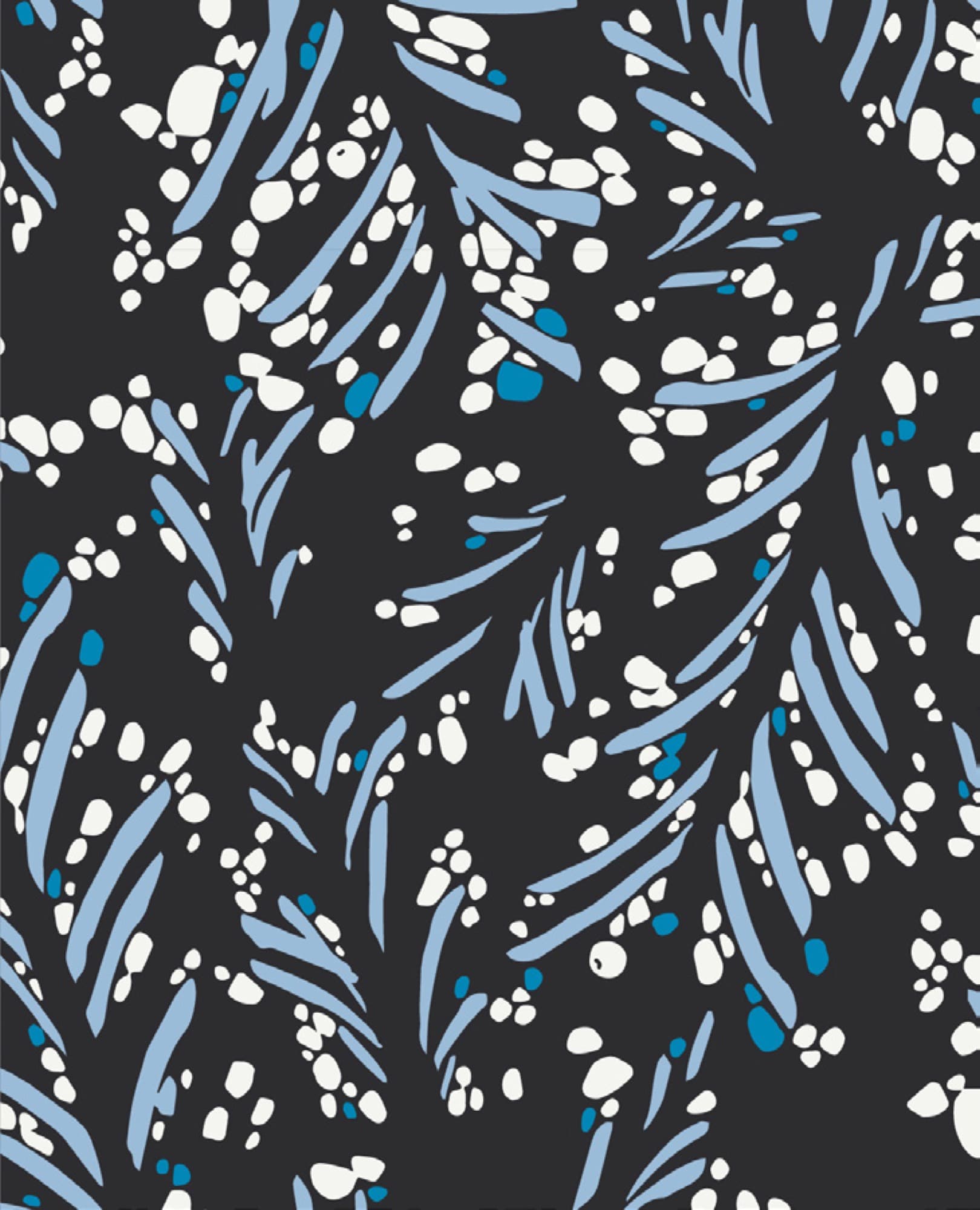 Impression repeat pattern in navy, teal, and white