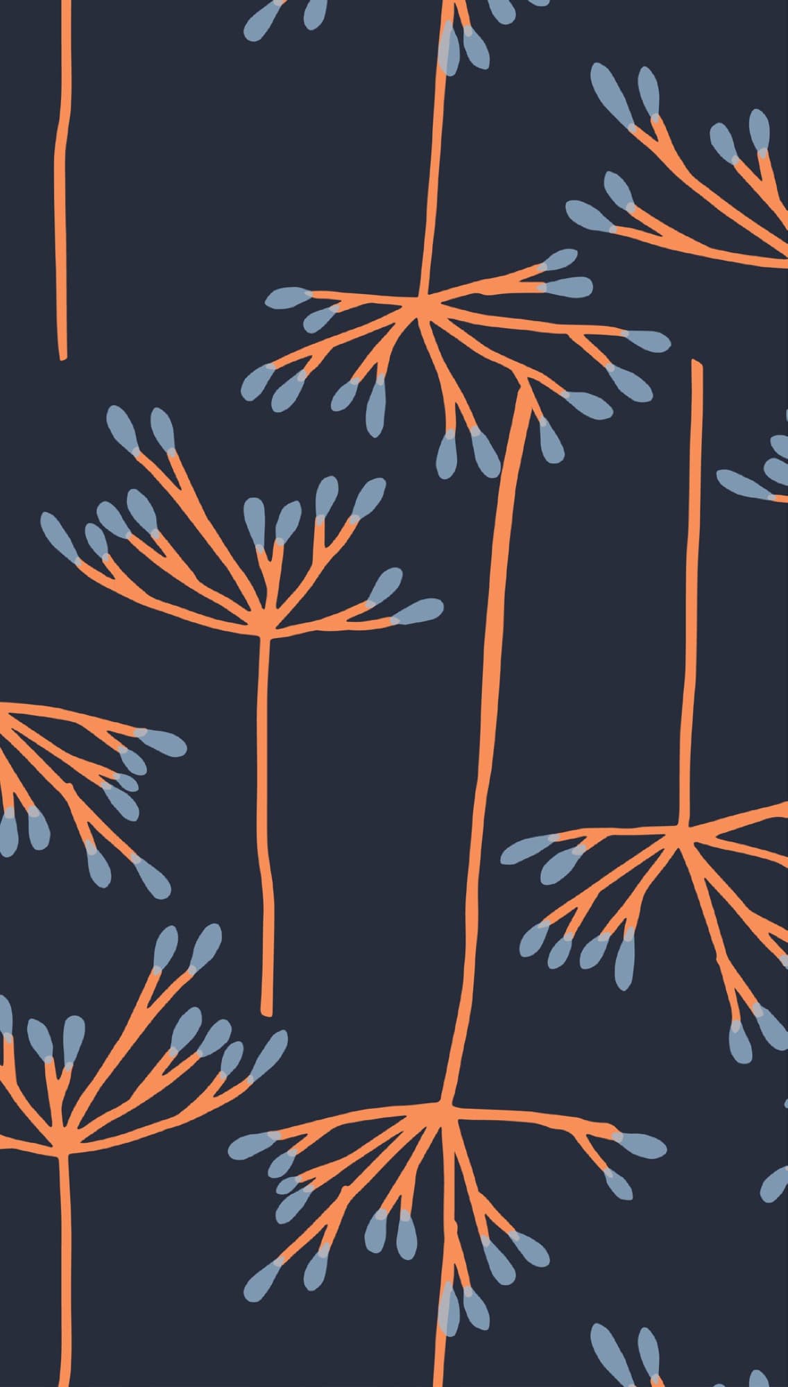 Hydrangea repeat pattern in pink, blue, and orange