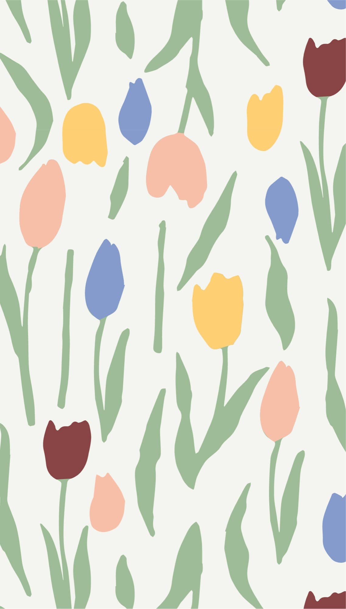 Tulips repeat pattern in cream, green, and blue
